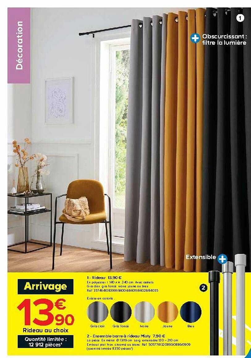 Rideau Ensemble Barre à Rideau Misty