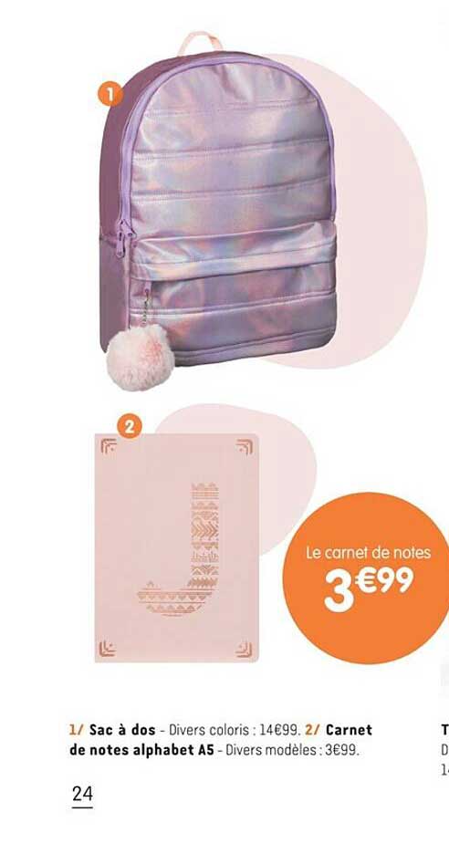 Sac à Dos Carnet De Notes Alphabet A5