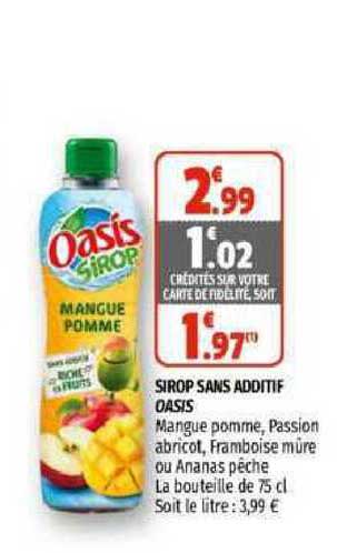 sirop sans additif oasis