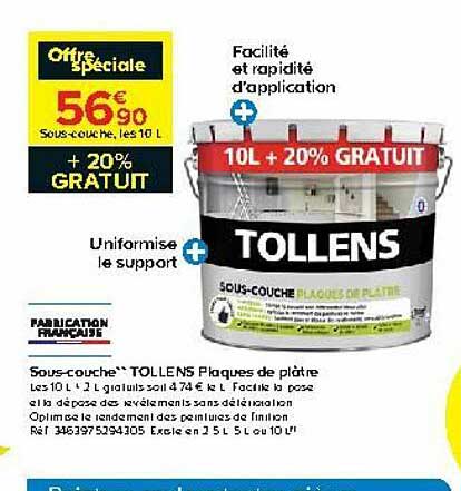 Sous-couche "tollens" Plaques De Plâtre