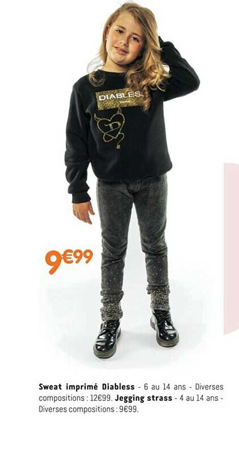 sweat imprimé diabless jegging strass