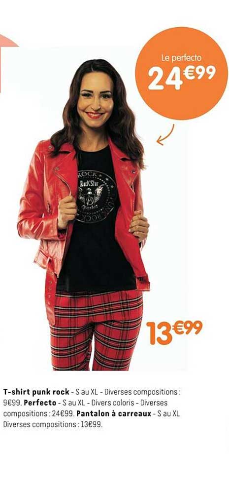 t-shirt punk rock perfecto pantalon à carreaux