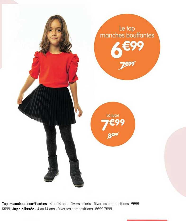 top manches bouffantes jupe plissée