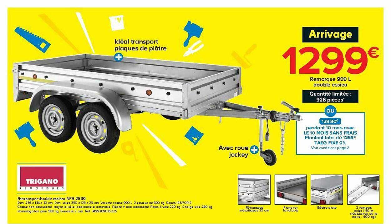 Trigano Remorque Double Essieu Nfb 2530