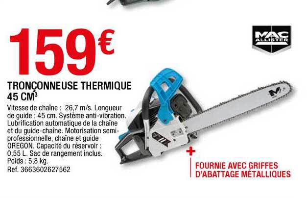 tronçonneuse thermique 45 cm3 mac allister