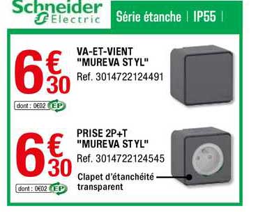 va-et-vient "murevas styl" prise 2p+t "mureva styl" schneider electric