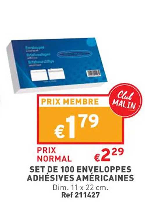 100 Enveloppes Adhésives Américaines