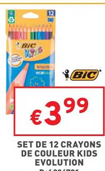 12 Crayons De Couleur Kids Evolution Bic