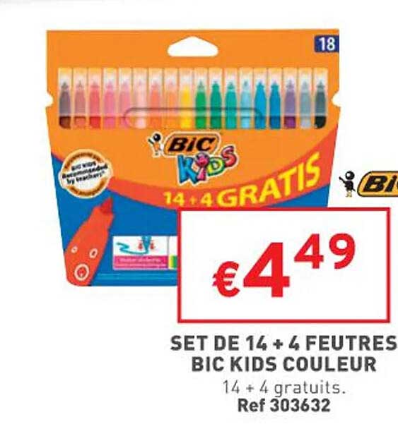 14 + 4 Feutres Bic Kids Couleur Bic