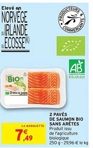 2 pavés de saumon sans arêtes