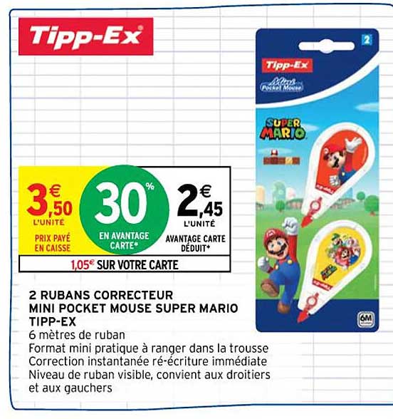 2 rubans coecteur mini pocket mouse super mario tipp-ex