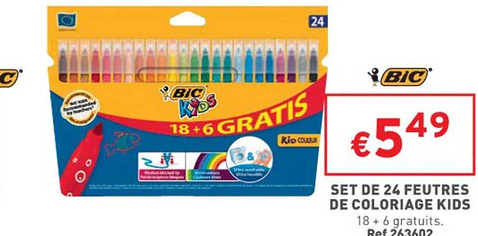 24 Feutres De Coloriage Kids Bic
