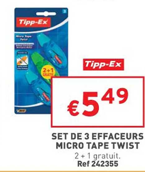 3 effaceurs micro tape twist tipp ex