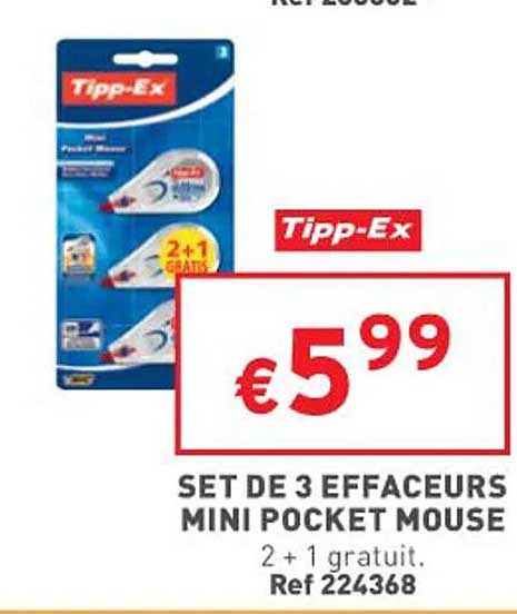 3 effaceurs mini pocket mouse