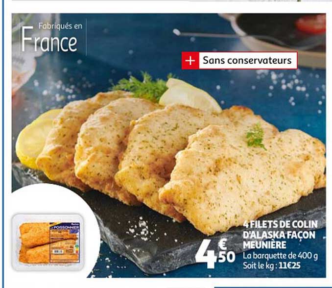 4 filets de colin d'alaska façon meunière