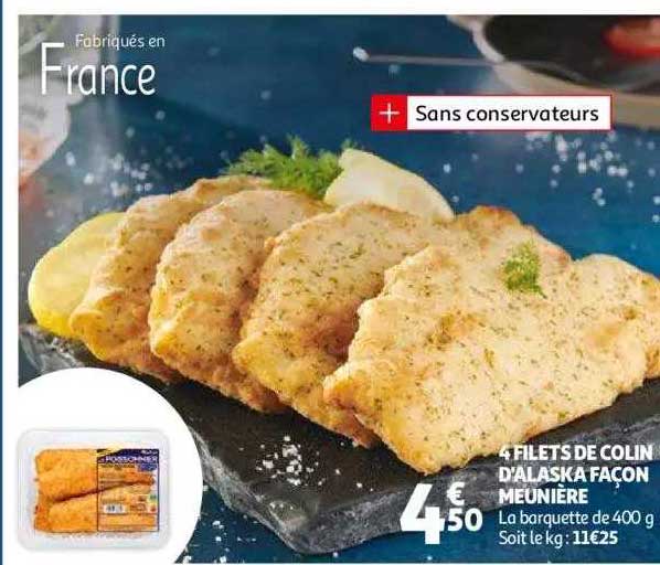 4 filets de colin d'alaska façon meunière