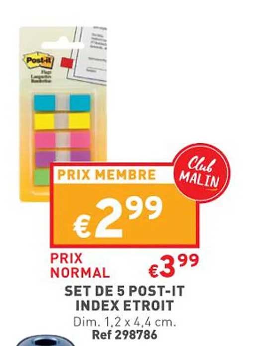 5 post-it index etroit