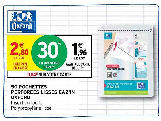 50 Pochettes Perforées Lisses Eaz'in Oxford