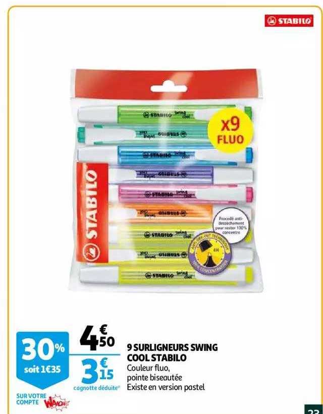 9 Surligneurs Swing Cool Stabilo