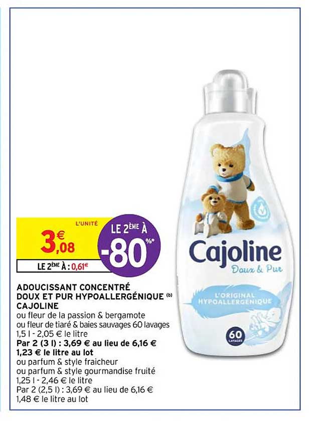 Adoucissant Concetré Doux Et Pur Hypoallergénique Cajoline