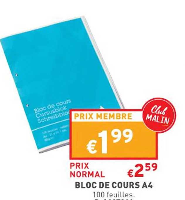 bloc de cours a4