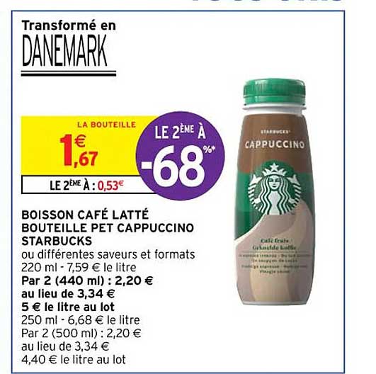 Boisson Café Latté Bouteille Pet Cappuccino Starbuks