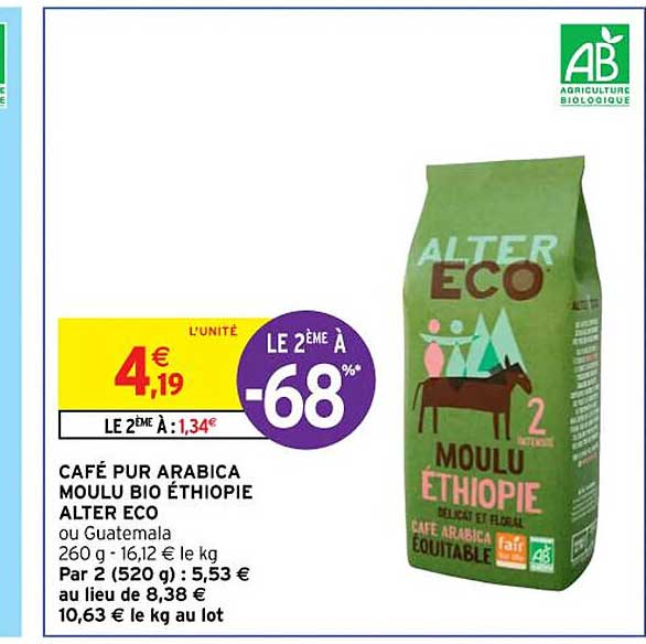 café pur arabica moulu bio éthiopie alter eco