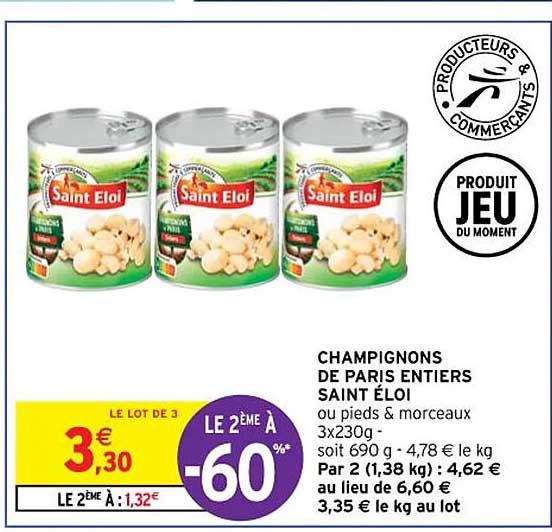 champignons de paris entiers saint éloi