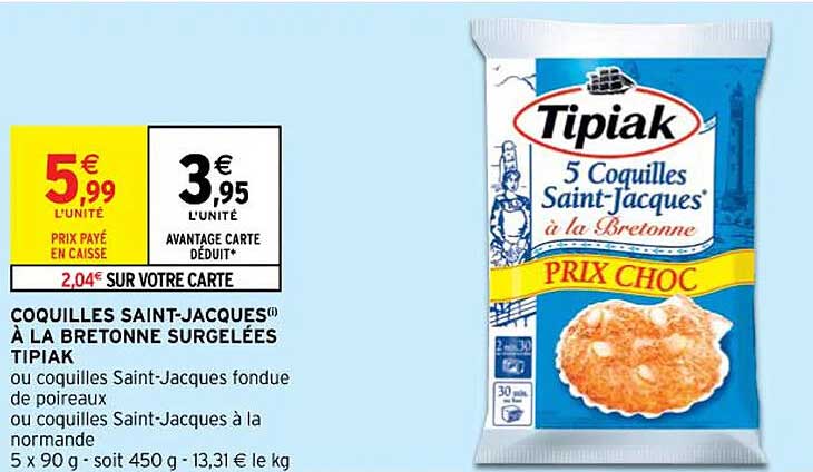 coquilles saint-jacques à la bretonne surgelées tipiak