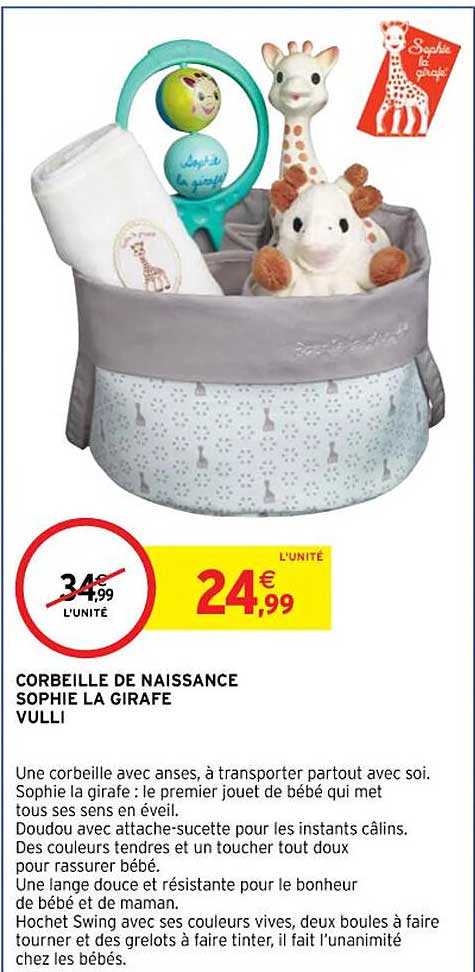corbeille de naissance sophie la girafe vulli