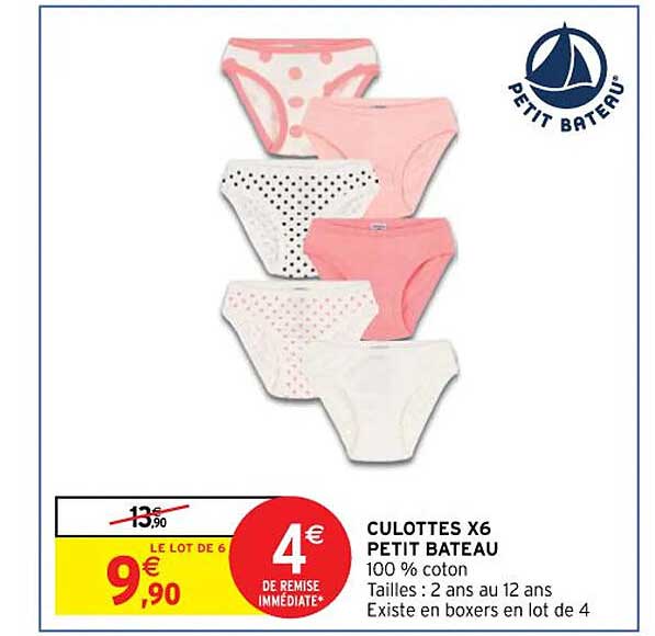 culottes x6 petit bateau