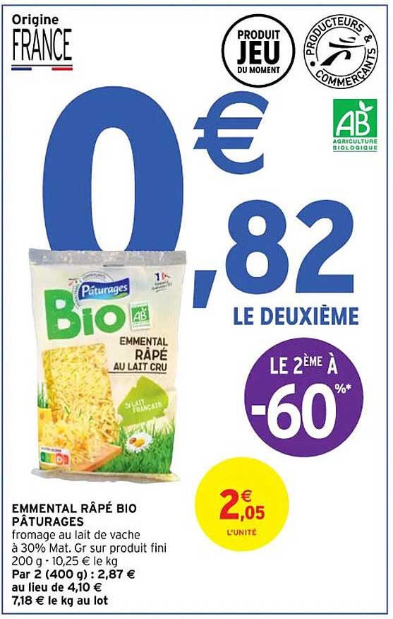 Emental Râpé Bio Pâturages