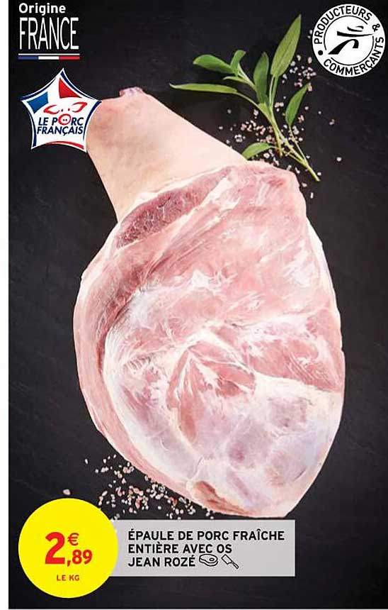 épaule de porc fraîche entière evec os jean rozé