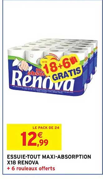 essuie-tout maxi absorptio, x18 renova