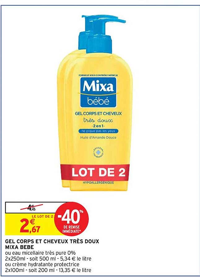 gel corps et cheveux très doux mixa bébé