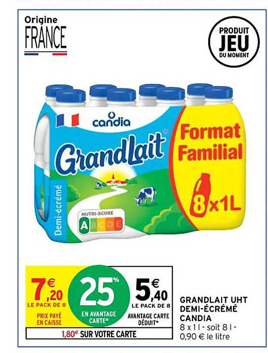 grandlait uht demi-écrémé candia