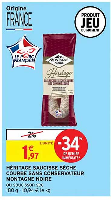 héritage saucisse sèch courbe sans conservateur montagne noire