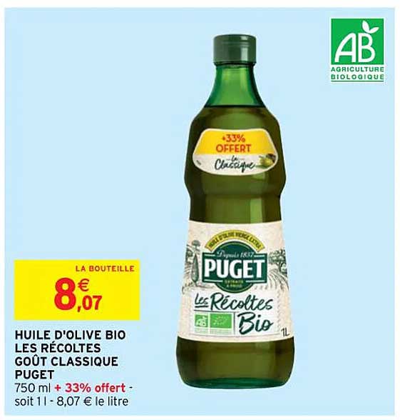 huile d'oliv bio les récoltes goût classique puget
