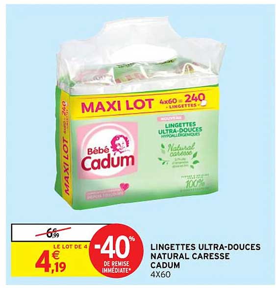 lingettes ultra-douces natural caresse cadum