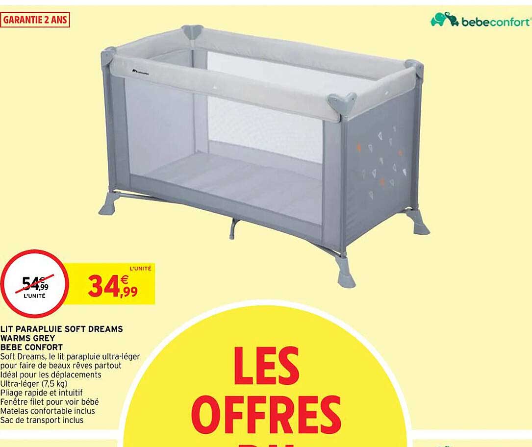 lit parapluie soft dreams warms grey bebe confort