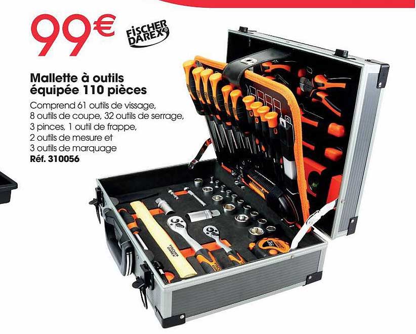 mallette à outils équipée 110 pièces