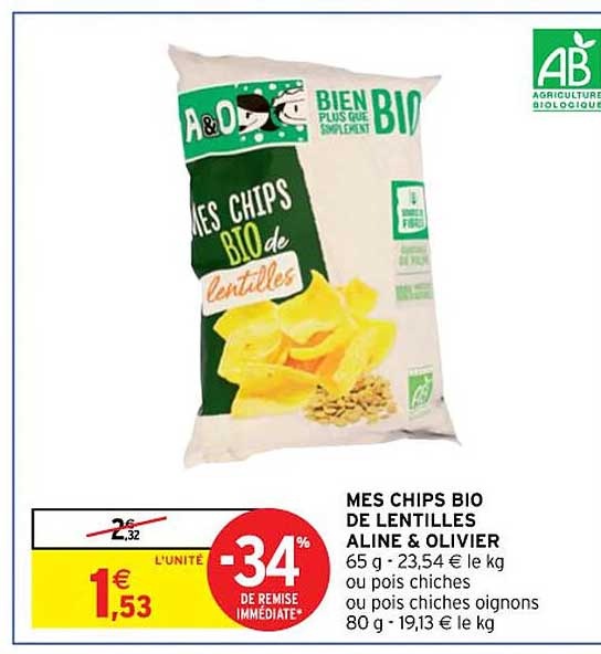 Mes Chips Bio De Lentilles Aline & Oliver