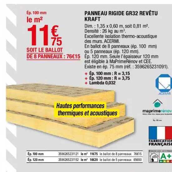 panneau rigide gr32 revêtu kraft