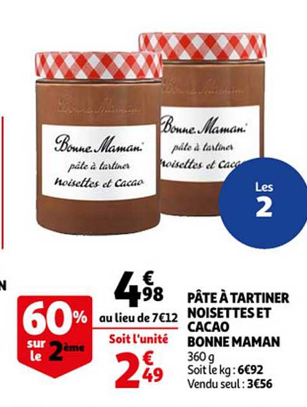 pâte tartiner noisetteset cacao bonne maman
