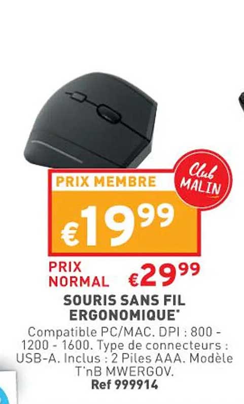 Souris Sans Fil Ergonomique