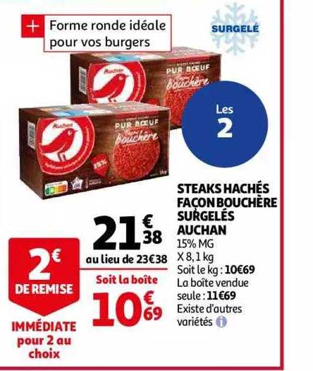 steaks hachés façon bouchère surgelés auchan
