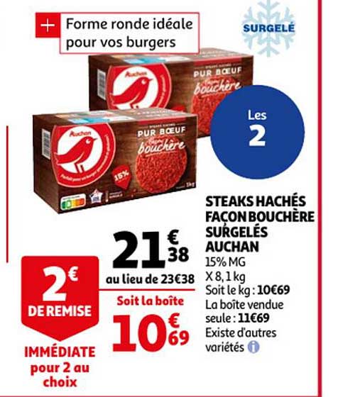 steaks hachés façon bouchère surgelés auchan
