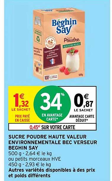 sucre poudre haute valeur environnementale bec verseur beghin say