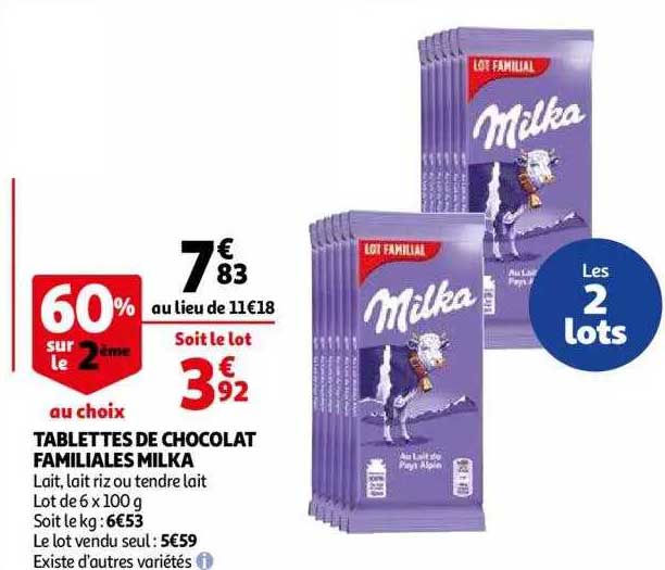Tablettes De Chocolat Familiales Milka