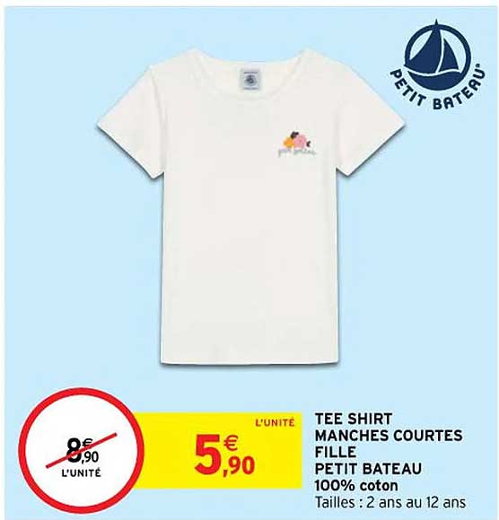 tee shirt manches courtes fille petit bateau